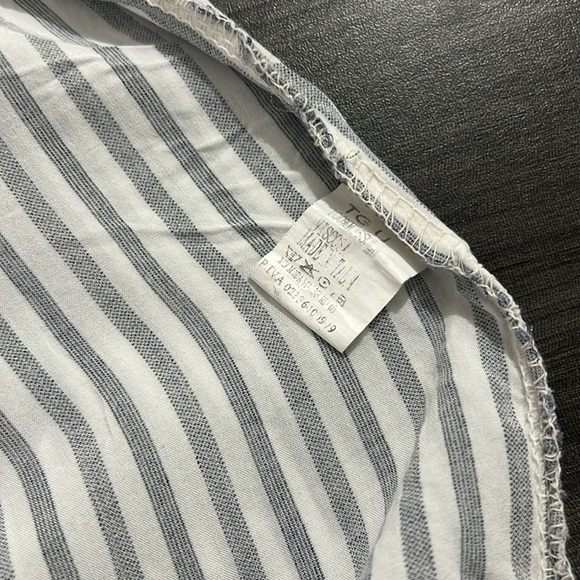 Mia Moda Womens Blue and White Striped Baby Doll Mini Summer Dress Elastic Neck - Picture 7 of 9